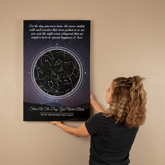Custom Star Map Canvas – Personalized Night Sky Print with Name & Birthdate !