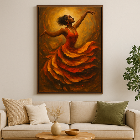 Flame in Motion – Afro-Latina Dancer Metal Wall Art