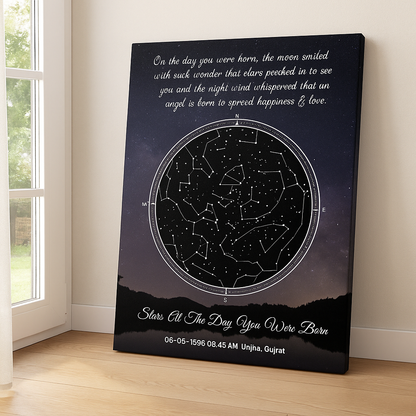 Custom Star Map Canvas – Personalized Night Sky Print with Name & Birthdate !