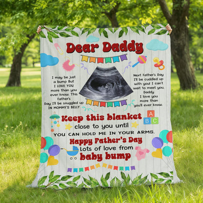 Dear Daddy From Bump" Personalized Ultrasound Father's Day Blanket Gift !
