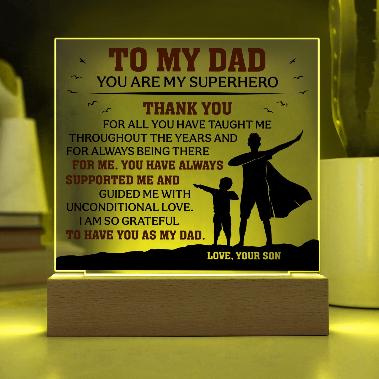 To My Dad Acrylic Plaque – Superhero Father’s Day Gift from Son