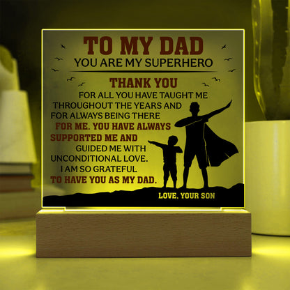 To My Dad Acrylic Plaque – Superhero Father’s Day Gift from Son