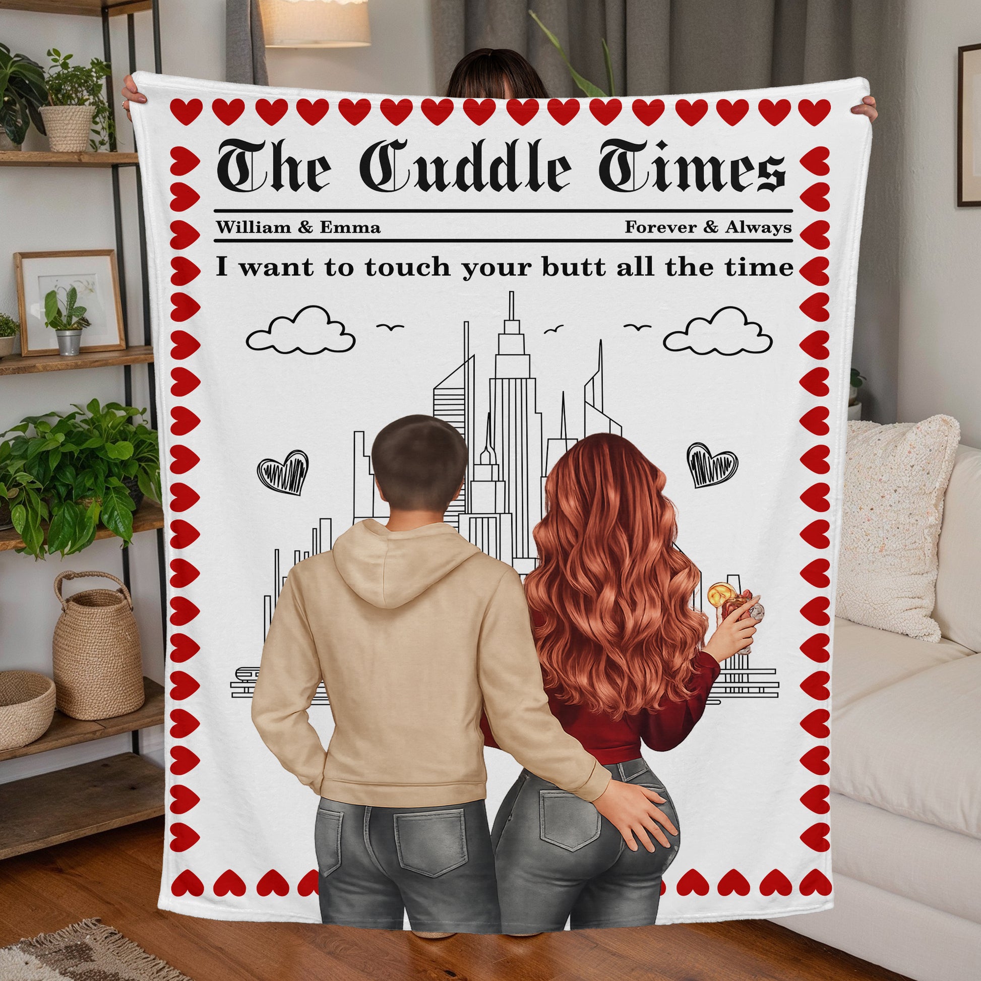Funny romantic couple fleece blanket