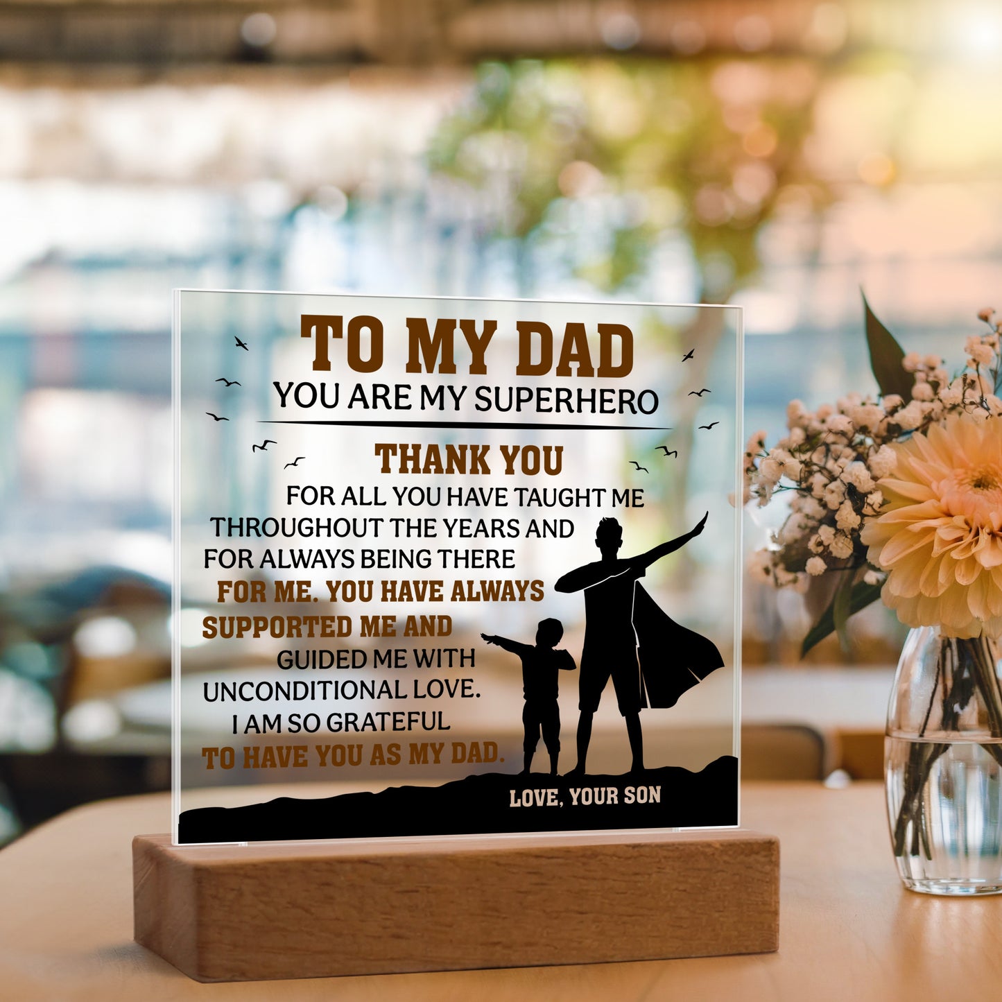 To My Dad Acrylic Plaque – Superhero Father’s Day Gift from Son