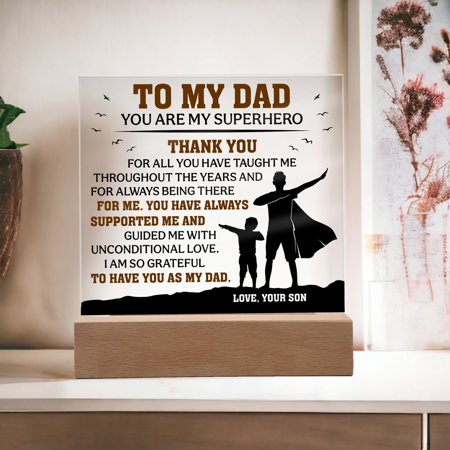 To My Dad Acrylic Plaque – Superhero Father’s Day Gift from Son