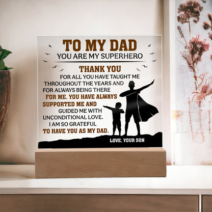 To My Dad Acrylic Plaque – Superhero Father’s Day Gift from Son
