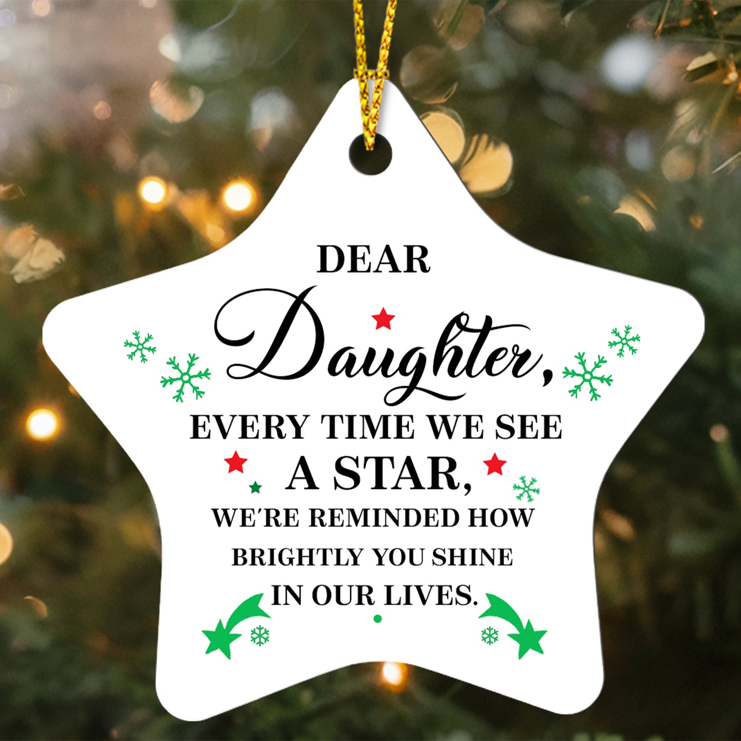 Dear Daughter Star Ornament – Christmas Gift from Parents, Inspirational Keepsake, Holiday Tree Decoration 2025