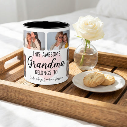 Personalized Grandma Photo Mug – Custom Family Photo Gift for Grandma, Grandkids Mug, Mother’s Day Gift for Nana, Grandma Coffee Mug
