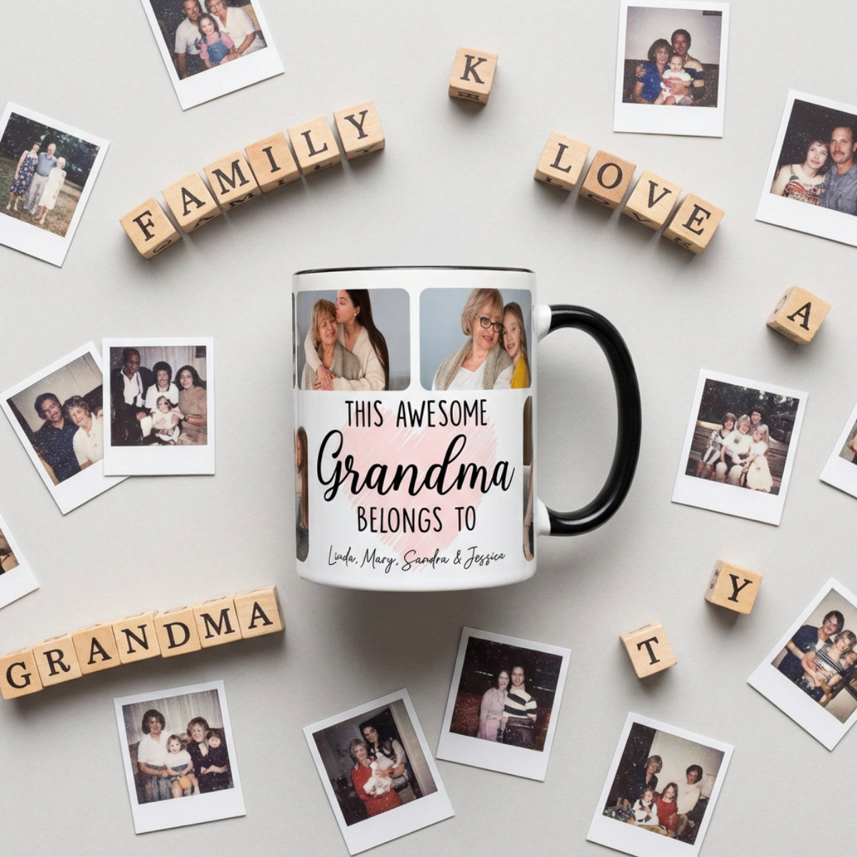 Personalized Grandma Photo Mug – Custom Family Photo Gift for Grandma, Grandkids Mug, Mother’s Day Gift for Nana, Grandma Coffee Mug