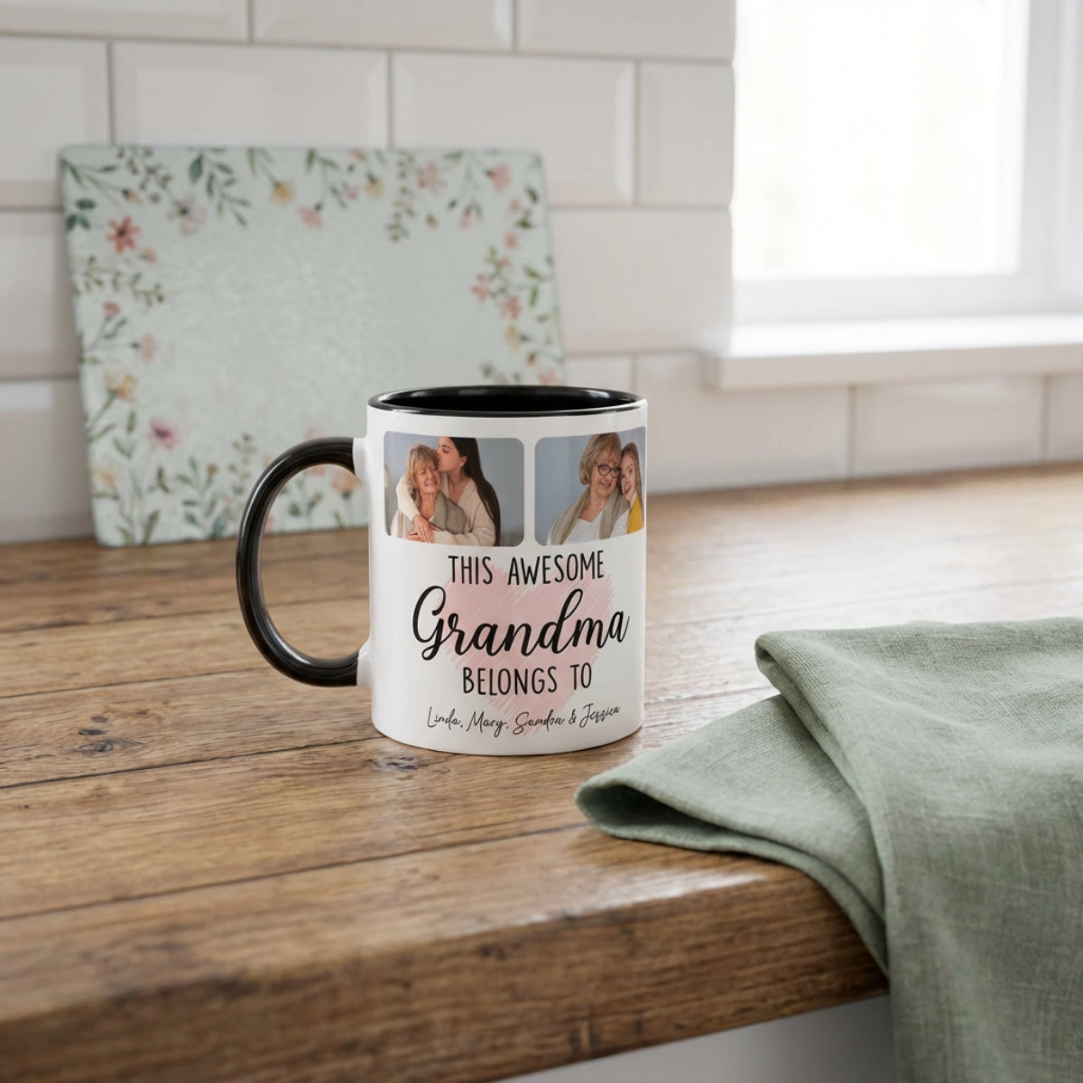 Personalized Grandma Photo Mug – Custom Family Photo Gift for Grandma, Grandkids Mug, Mother’s Day Gift for Nana, Grandma Coffee Mug