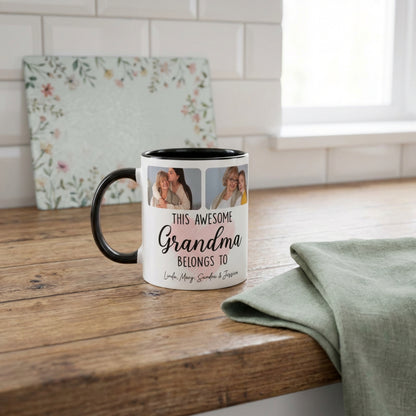 Personalized Grandma Photo Mug – Custom Family Photo Gift for Grandma, Grandkids Mug, Mother’s Day Gift for Nana, Grandma Coffee Mug