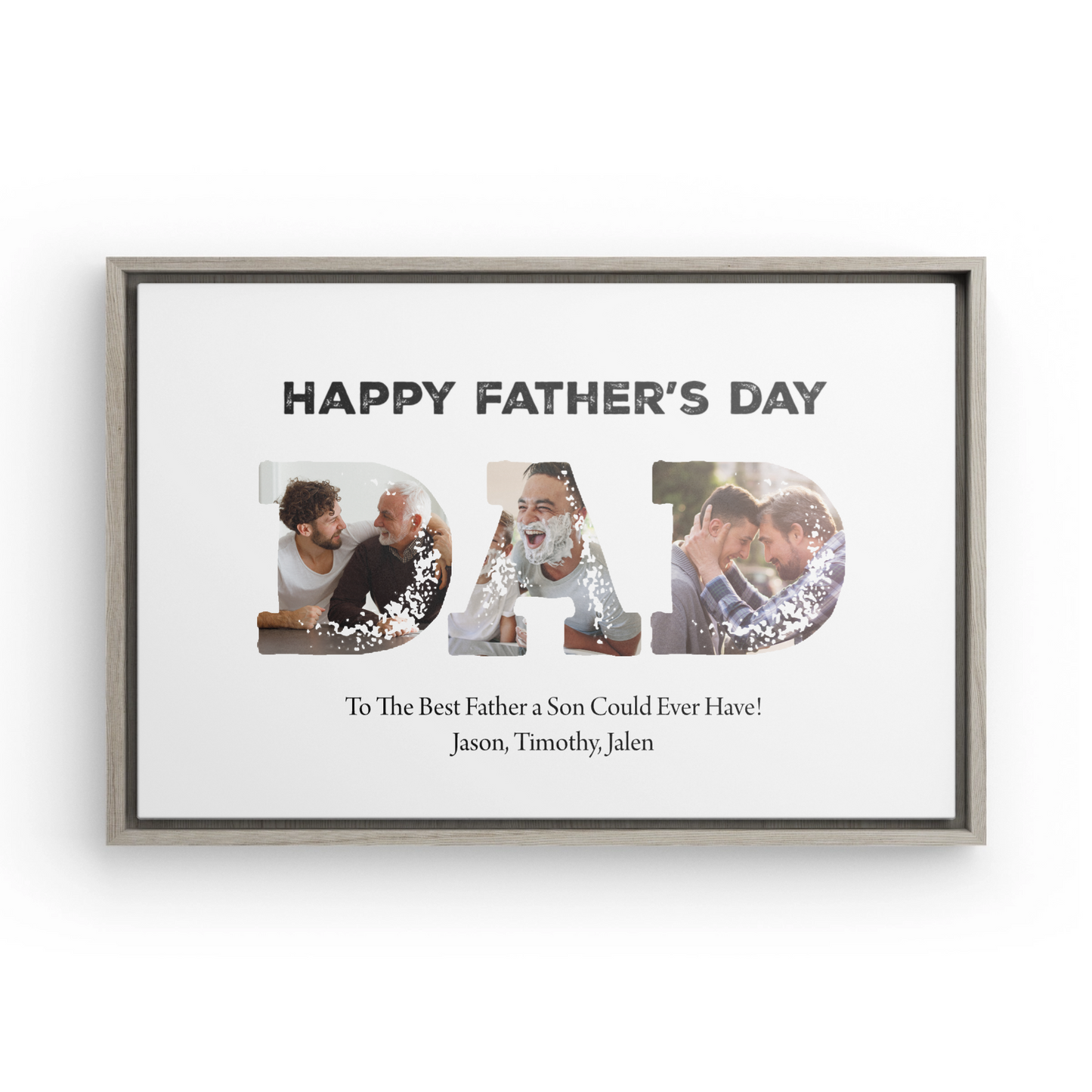 Personalized “DAD” Framed Father's Day Photo Canvas Keepsake Gift for Dad