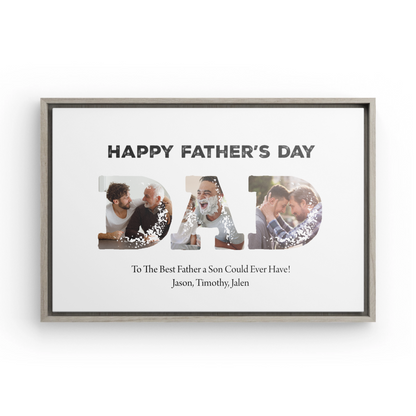Personalized “DAD” Framed Father's Day Photo Canvas Keepsake Gift for Dad