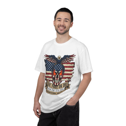 "Live Free or Die" USA 250 T-Shirt – Semiquincentennial 1776-2026 | Patriotic Eagle Skull Shirt | 4th of July Shirt for Men | America 250th Birthday Tee | Born to Be Free