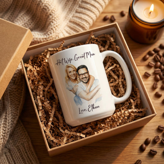 Hot Wife Great Mom Mug, Personalized Photo Custom Gift, Love Ethan Coffee Cup, Best Mom Present, Gift for Her, Pet Lover Mug