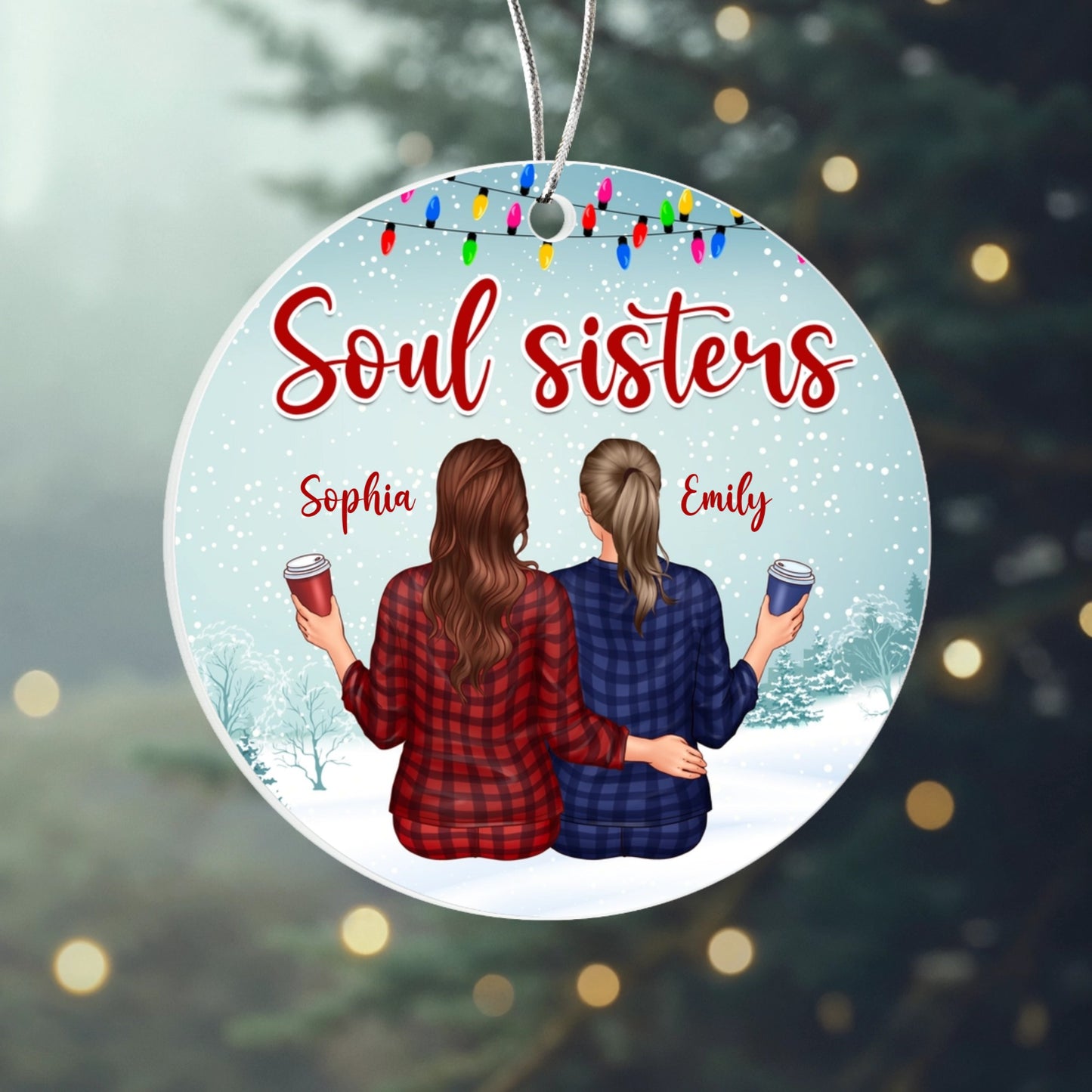 Personalized Soul Sisters Ornament – Custom Name Christmas Gift for Best Friends or Sisters, Holiday Ornament