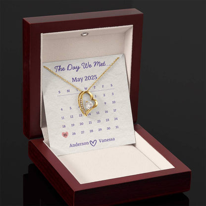 Forever Love Necklace – Custom Calendar Gift for the Day You Met Your Wife or Girlfriend