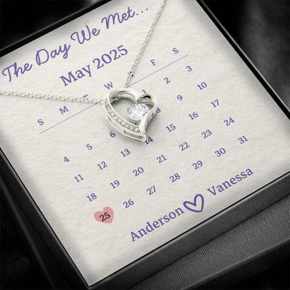 Forever Love Necklace – Custom Calendar Gift for the Day You Met Your Wife or Girlfriend