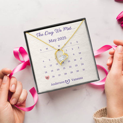 Forever Love Necklace – Custom Calendar Gift for the Day You Met Your Wife or Girlfriend
