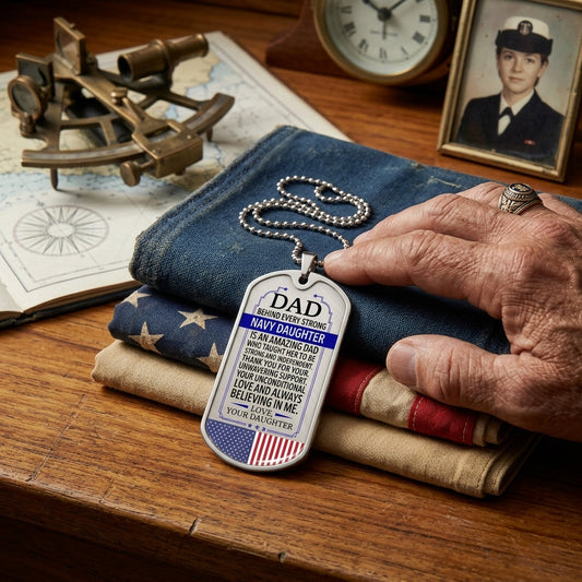 veteran pride dog tag necklace close up design