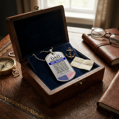 To My Daughter Navy Dad Necklace – Military Dog Tag Gift from Father | Patriotic Navy Family Jewelry