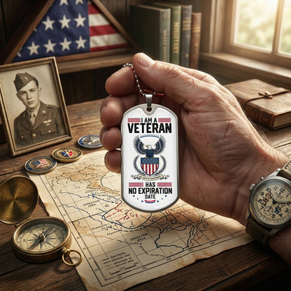 veteran pride dog tag necklace close up design