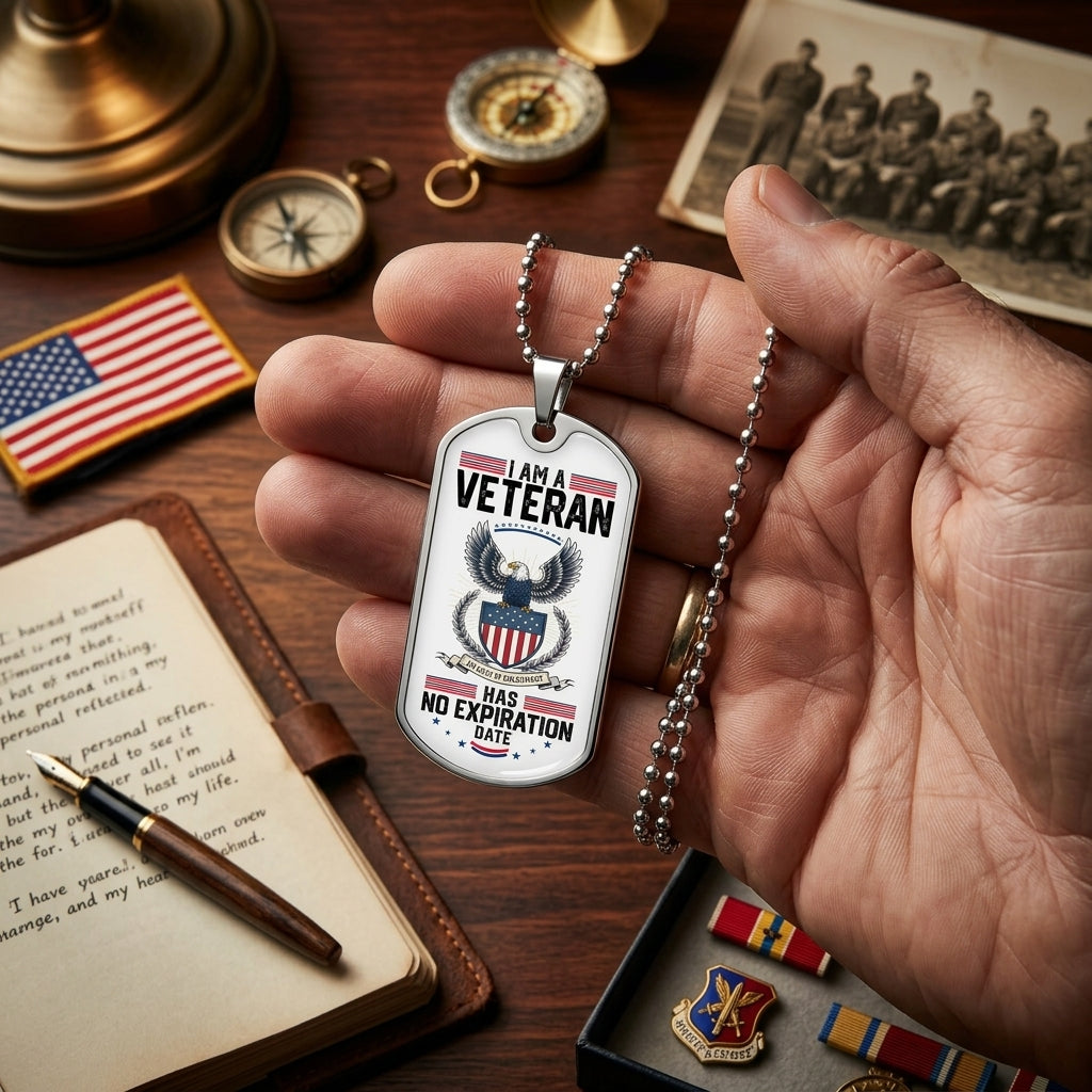 patriotic veteran necklace with eagle emblem pendant