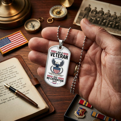 patriotic veteran necklace with eagle emblem pendant