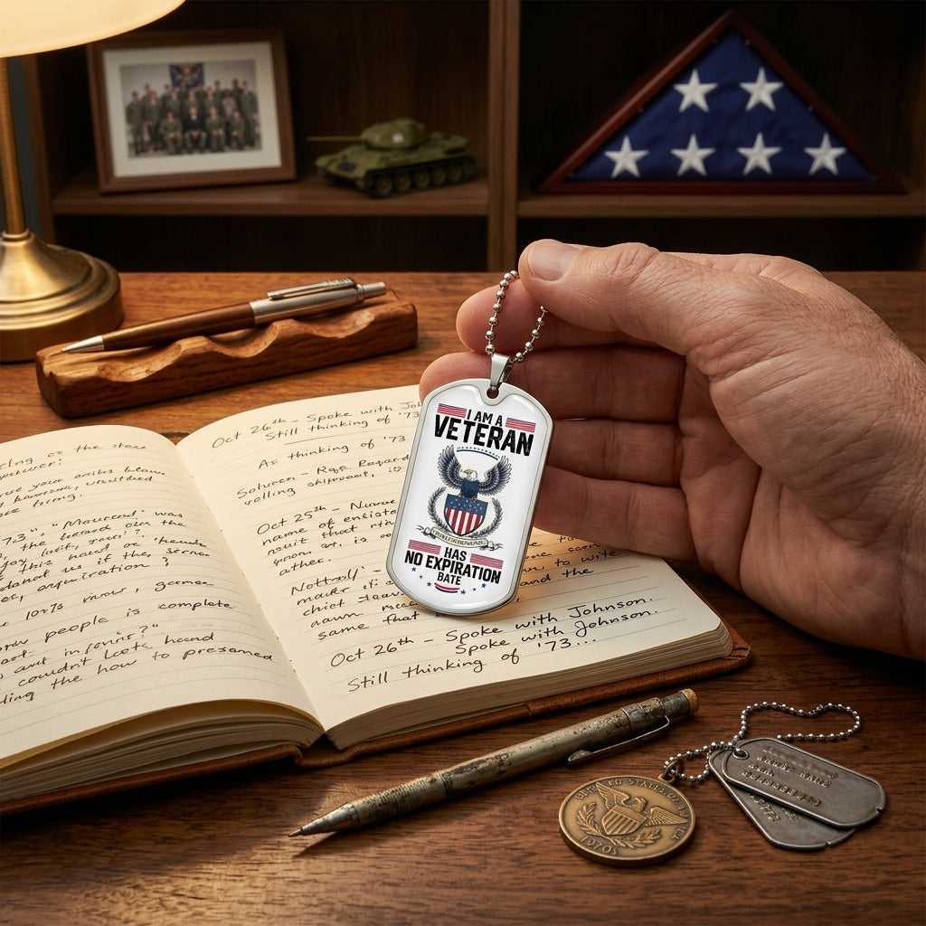 patriotic veteran necklace with eagle emblem pendant
