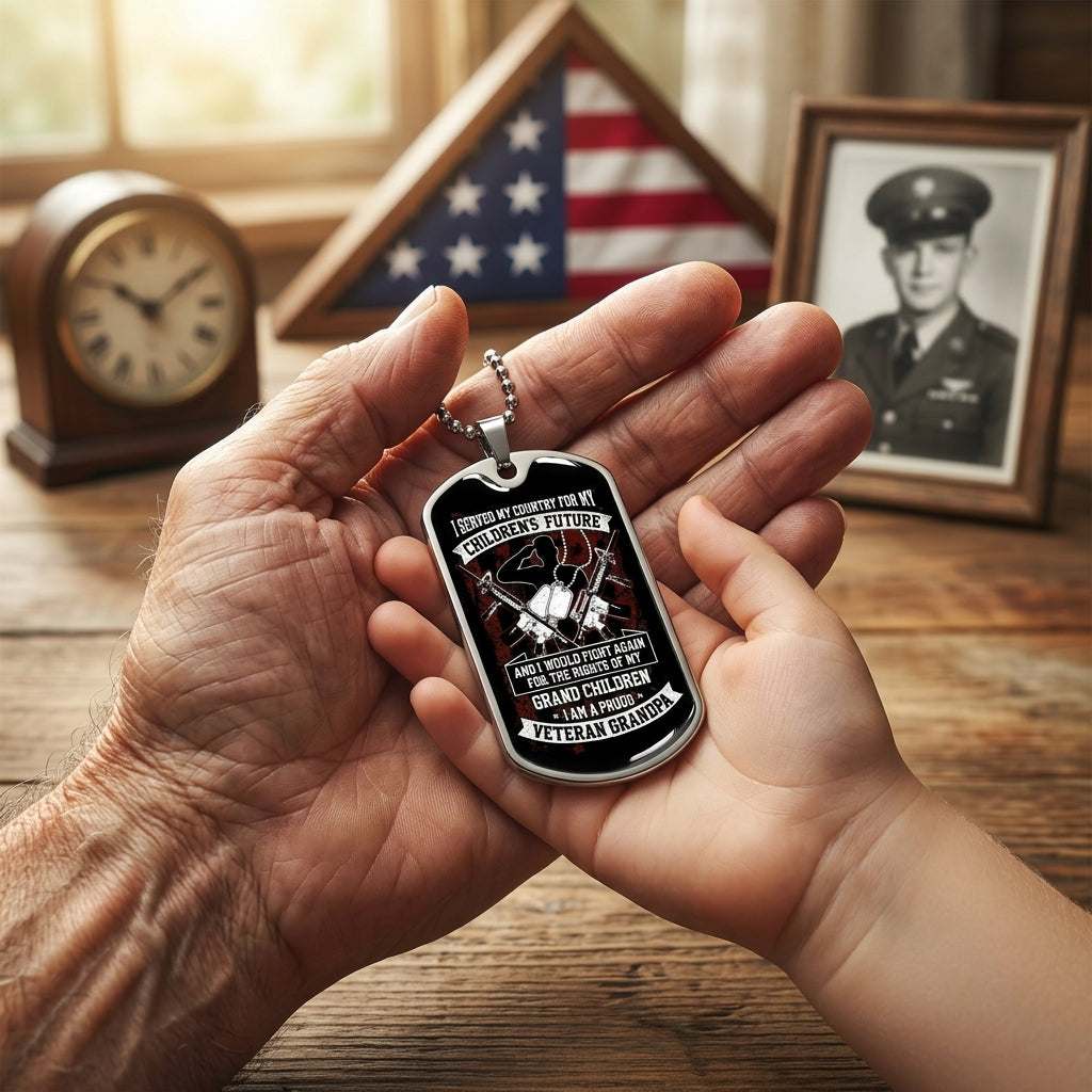 usa patriotic necklace for grandfather veteran