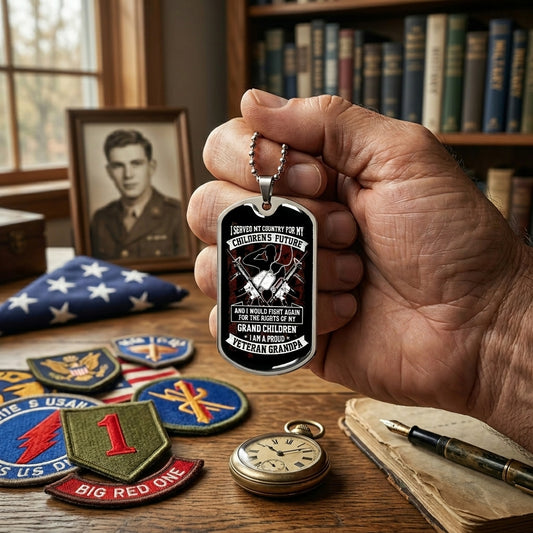 military dog tag pendant veteran grandfather jewelry