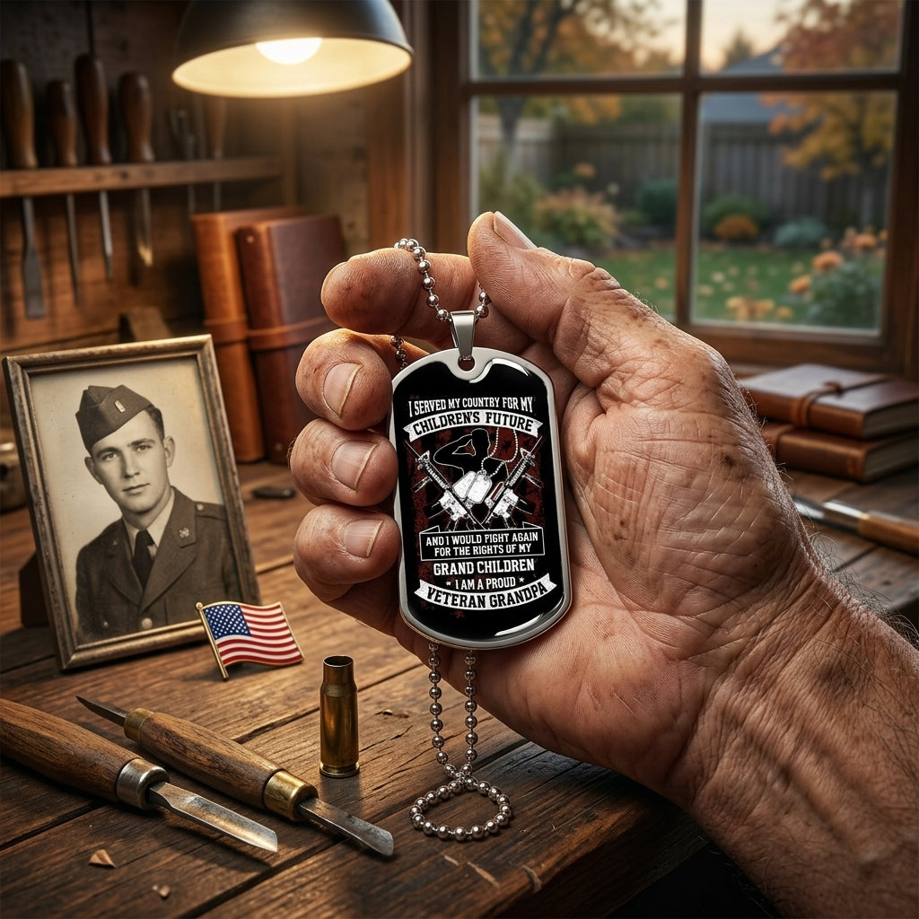 patriotic veteran necklace for grandpa gift idea