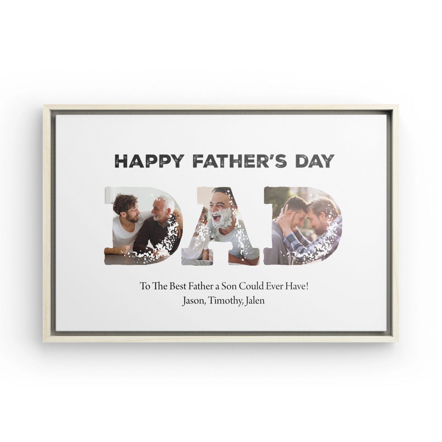 Personalized “DAD” Framed Father's Day Photo Canvas Keepsake Gift for Dad