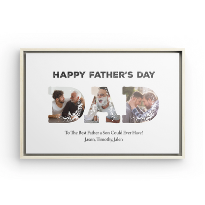 Personalized “DAD” Framed Father's Day Photo Canvas Keepsake Gift for Dad
