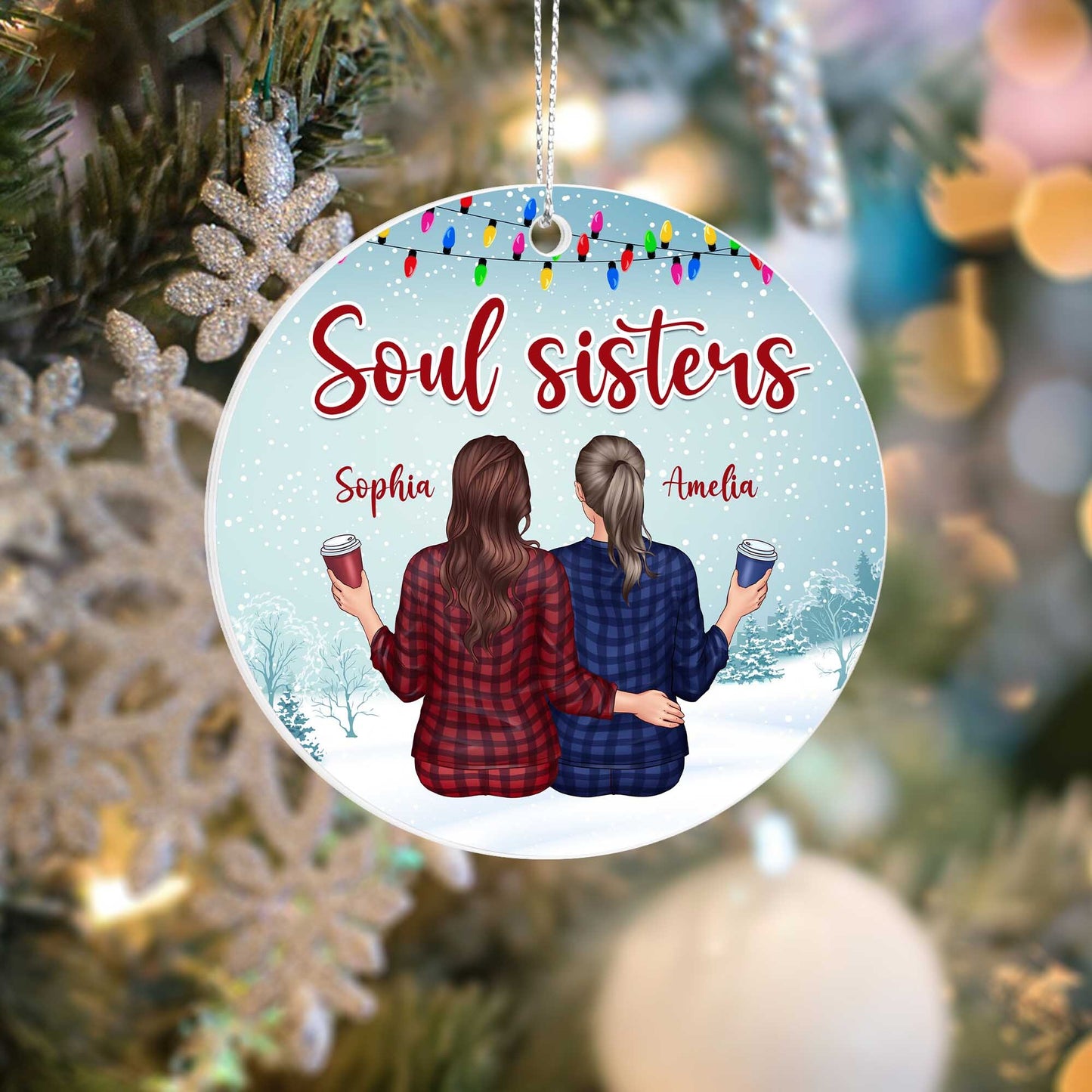 Personalized Soul Sisters Ornament – Custom Name Christmas Gift for Best Friends or Sisters, Holiday Ornament