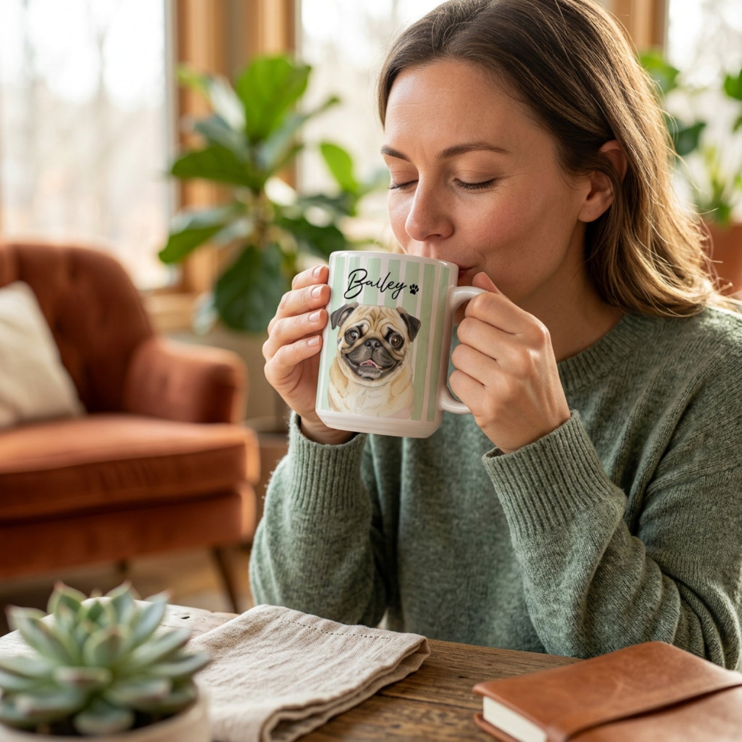 Custom Pet Mug from Photo Personalized Pet Portrait Mug Gift for Dog Lovers Ceramic Coffee Mug