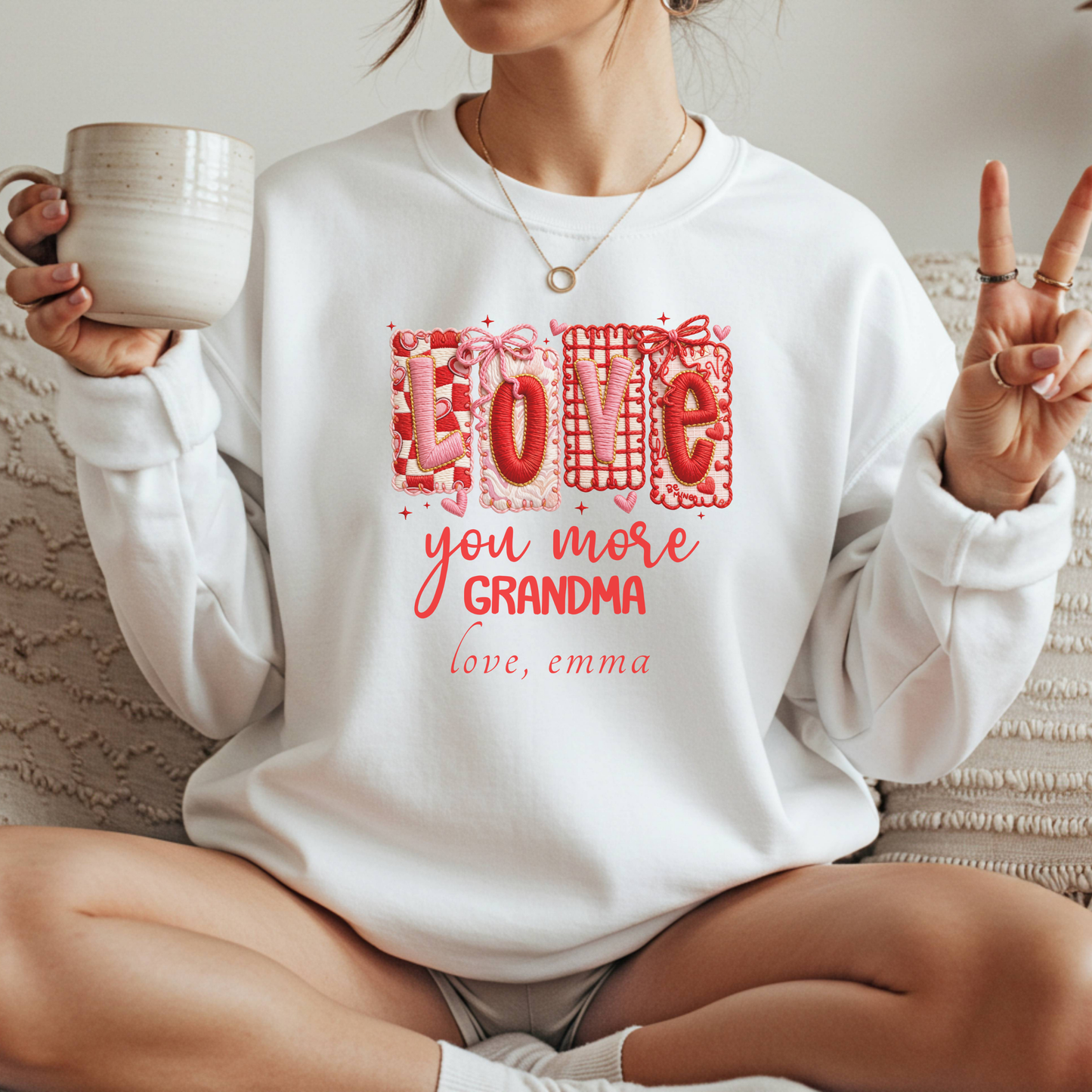Personalized Grandma Valentine Sweatshirt — Custom Grandma Valentine's Day Crewneck
