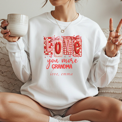 Personalized Grandma Valentine Sweatshirt — Custom Grandma Valentine's Day Crewneck