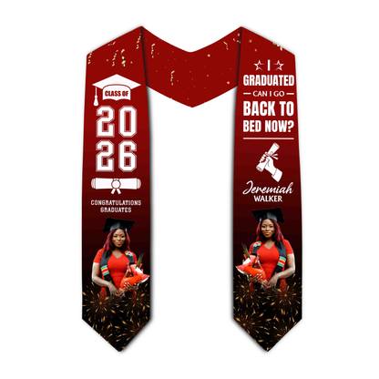 Personalized Graduation Stole Class of 2026 – Custom Name, Photo & Funny Quote Graduation Sash, Unique Senior Gift