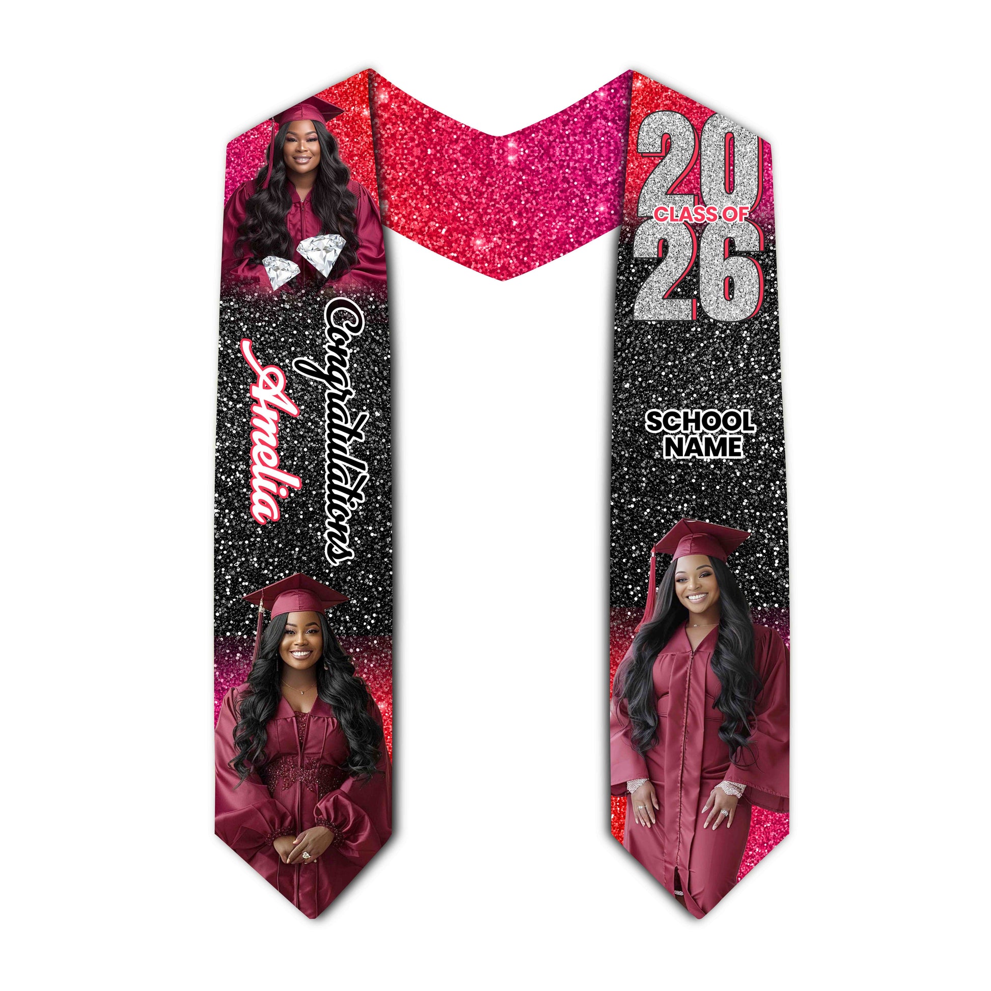 Red Graduation Stole Personalized
