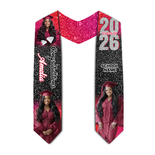 Red Graduation Stole Personalized
