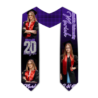 Personalized Purple Graduation Stole Class of 2026 – Custom Name & Photo Graduation Sash, College Senior Gift