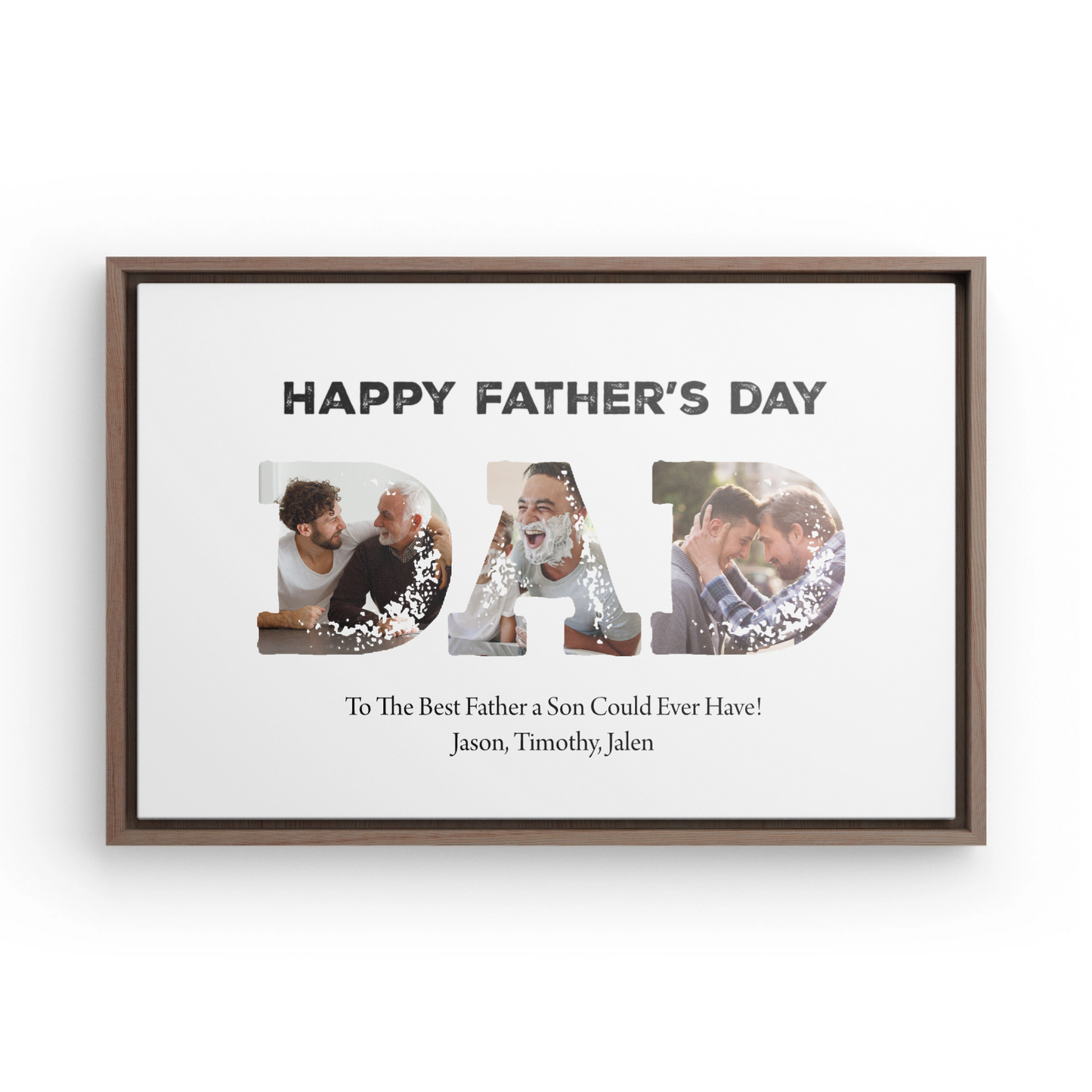 Personalized “DAD” Framed Father's Day Photo Canvas Keepsake Gift for Dad