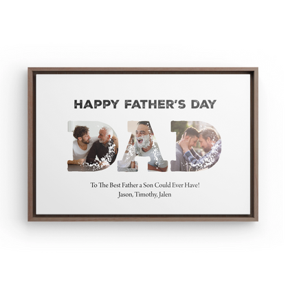 Personalized “DAD” Framed Father's Day Photo Canvas Keepsake Gift for Dad
