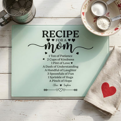 Recipe for a Mom" Personalized Cutting Board - Mother's Day Kitchen Gift
