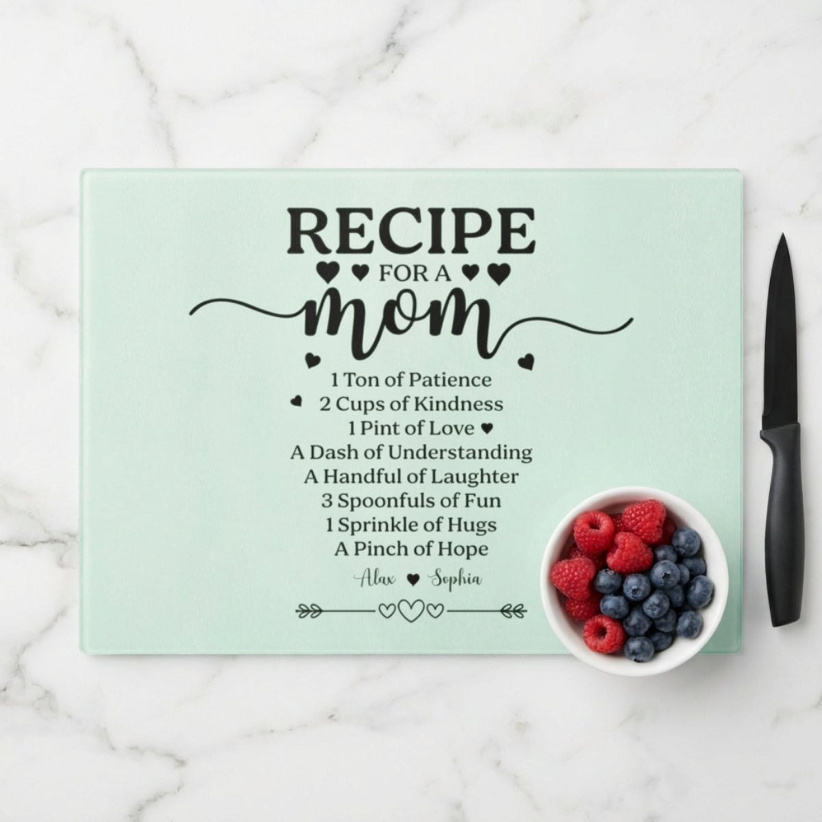 Recipe for a Mom" Personalized Cutting Board - Mother's Day Kitchen Gift