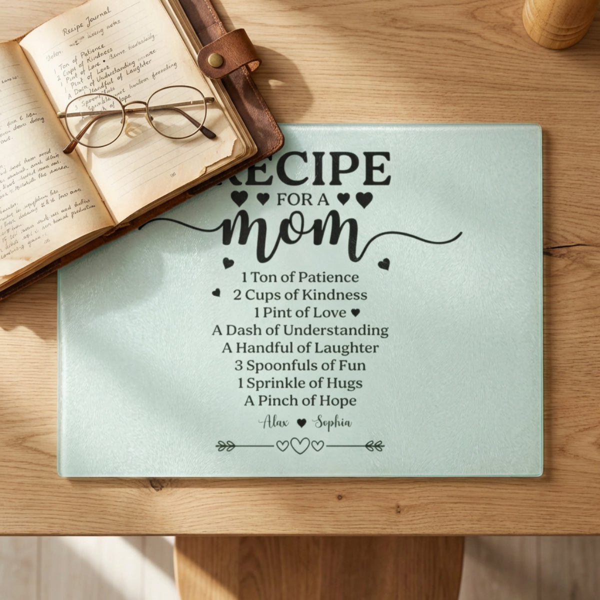 Recipe for a Mom" Personalized Cutting Board - Mother's Day Kitchen Gift