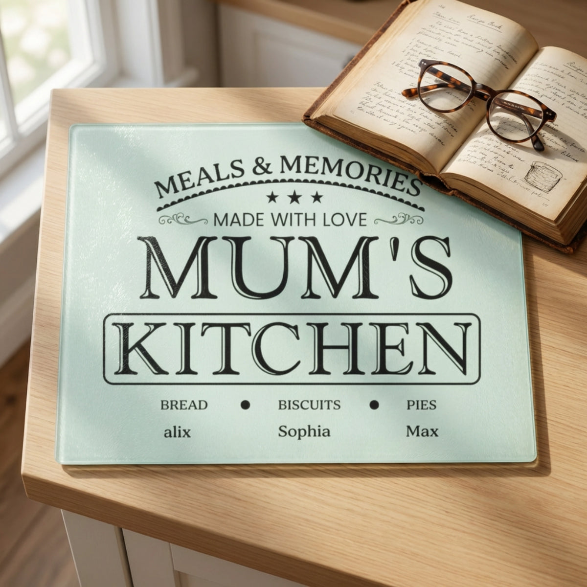 Meals & Memories Made With Love" Personalized Cutting Board - Mother's Day Gift