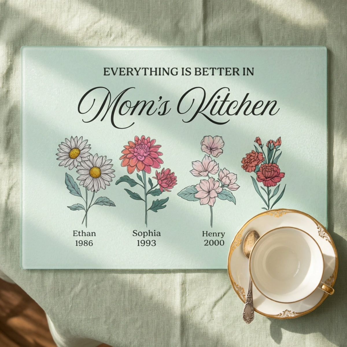 Everything Is Better in Mom's Kitchen" Personalized Cutting Board