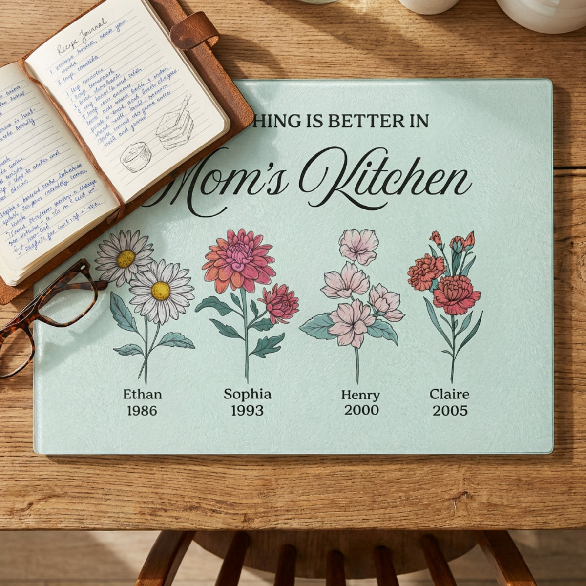 Everything Is Better in Mom's Kitchen" Personalized Cutting Board